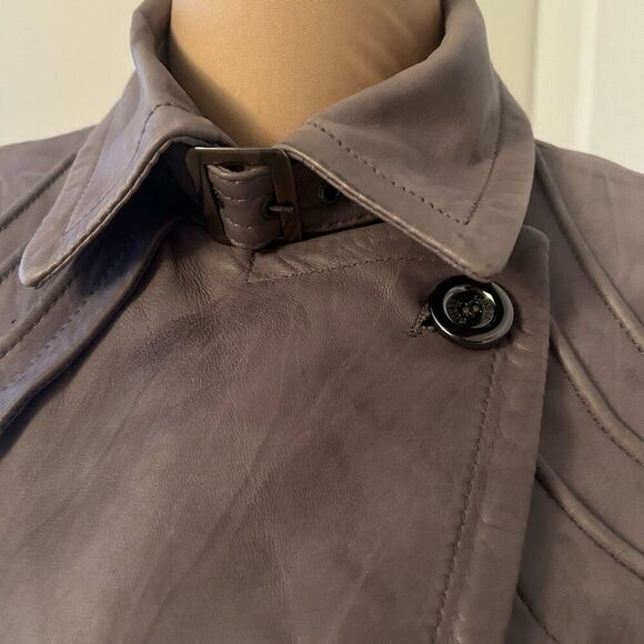 Guess Gray Genuine Leather Belted Jacket M - Picture 2 of 9